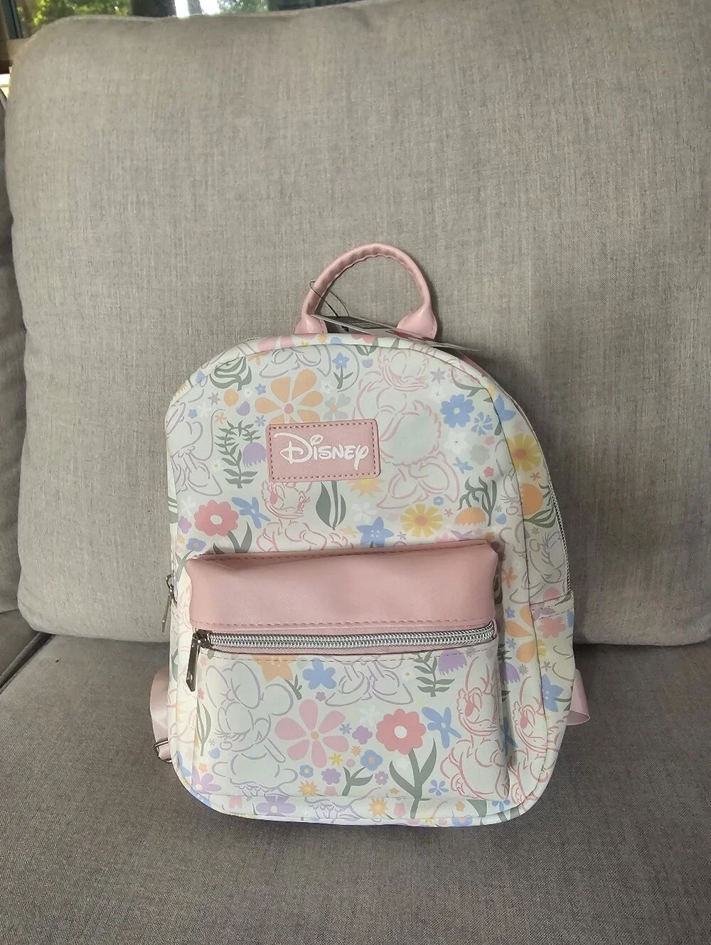 Disney Pastel Floral Pink Accent Kids Backpack